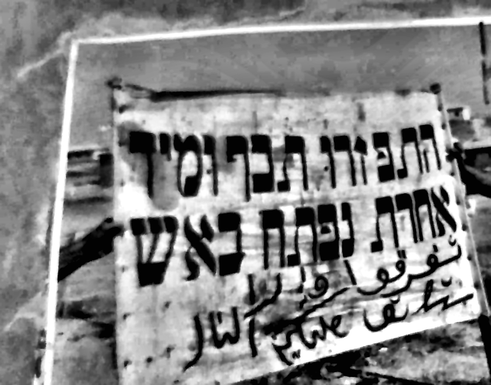 שלט אזהרה בריטי בעברית ובערבית